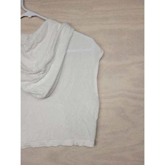 Zyia Active Women's Size Small Cropped Hoodie Sleeveless White Lightweight - Picture 8 of 8